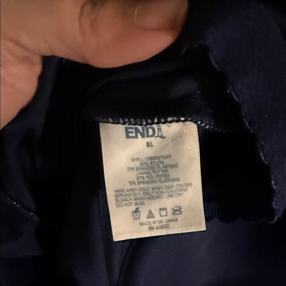 LANDS END Navy Mature crisscross front feature vacation one piece swimsuit 14L - Picture 2 of 4